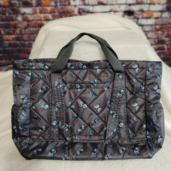 Lug Yacht Carry-All Tote Bag Travel  Butterfly Grey OBO - Picture 1 of 13